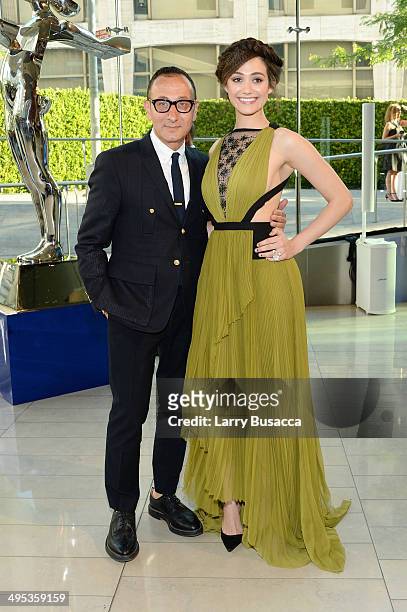 Designer Gilles Mendel and actress Emmy Rossum attend the 2014 CFDA fashion awards at Alice Tully Hall, Lincoln Center on June 2, 2014 in New York...