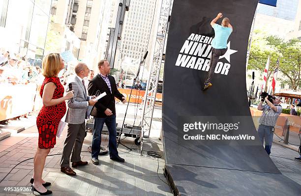 Savannah Guthrie, Matt Lauer, and American Ninja Warrior host Matt Iseman and contestant Chris Wilczewski appear on NBC News' "Today" show --