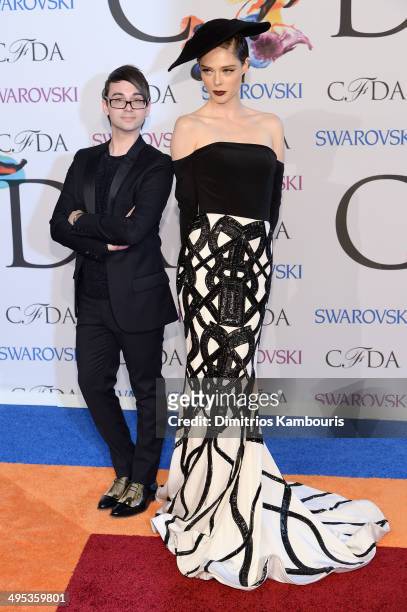 Designer Christian Siriano and model Coco Rocha attend the 2014 CFDA fashion awards at Alice Tully Hall, Lincoln Center on June 2, 2014 in New York...