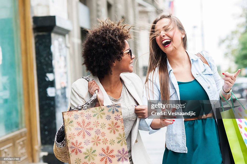 Happy woman in shopping