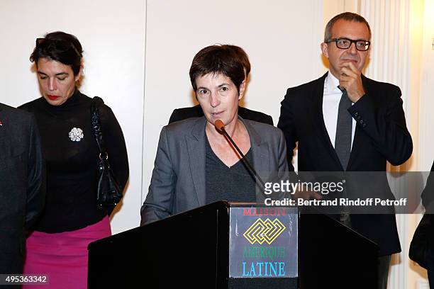 Winner of the Prize Christine Angot for her book 'Un amour impossible' attends the 'Prix Decembre' Literary Prize Winner Announcement at Maison de...