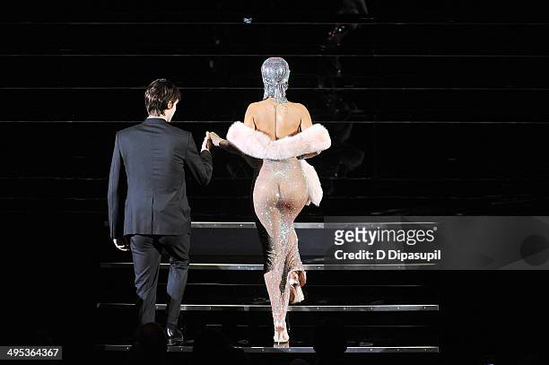 Rihanna walks onstage at the 2014 CFDA fashion awards at Alice Tully Hall, Lincoln Center on June 2, 2014 in New York City.