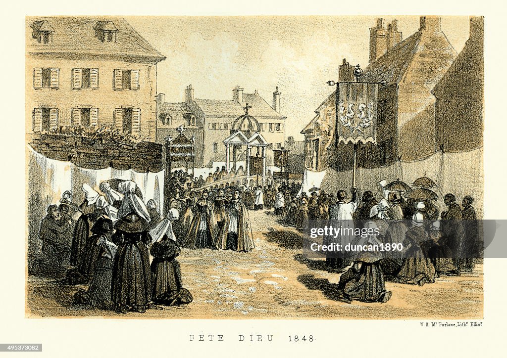 Fete Dieu (Feast of Corpus Christi), Normandy, France, 1848