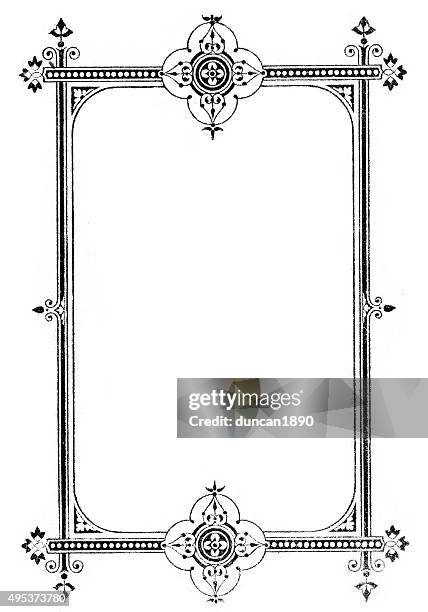 ornate victorian black border - victorian border stock illustrations