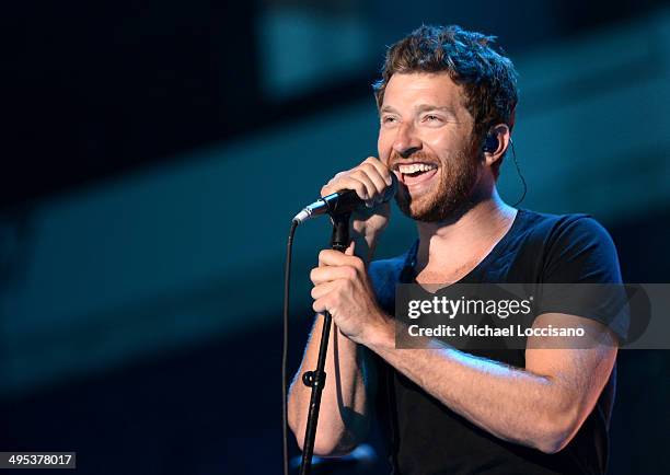 Country music singer Brett Eldredge performs onstage during the 2014 CMT Music Awards Rehearsals Day 1 at Bridgestone Arena on June 2, 2014 in...