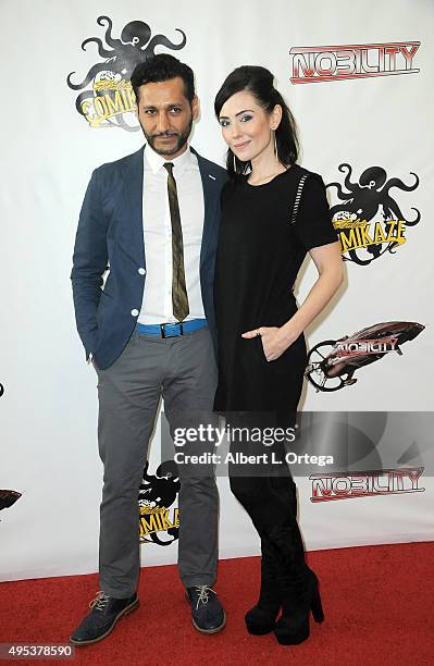 Actor Cas Anvar and actress Adrienne Wilkinson attend the red carpet premiere of 'Nobility' on Day Two of Stan Lee's Comikaze Expo held at Los...