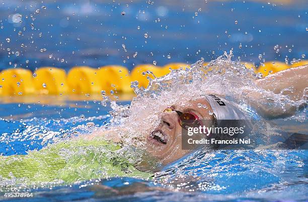 Emily Seebohm of Australia competes in the Women's 200m Backstroke final during day one of the FINA World Swimming Cup 2015 at the Hamad Aquatic...