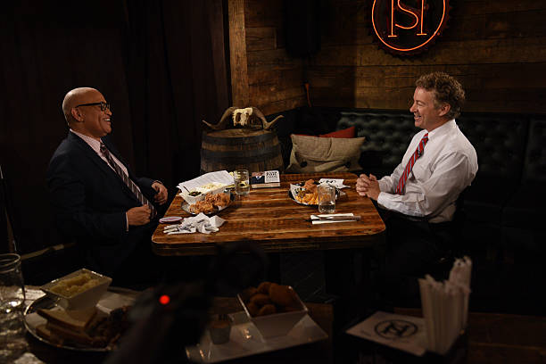 Host Larry Wilmore speaks with Republican candidate Senator Rand Paul on Comedy Central's "The Nightly Show With Larry Wilmore" Soul Food Sit Down on...