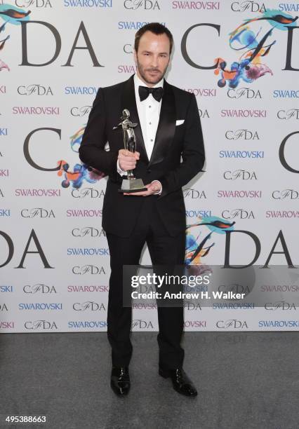 Geoffrey Beene lifetime achievement award recipient Tom Ford attends the winners walk during the 2014 CFDA fashion awards at Alice Tully Hall,...