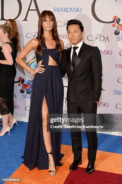 Model Joan Smalls and designer Prabal Gurung attend the 2014 CFDA fashion awards at Alice Tully Hall, Lincoln Center on June 2, 2014 in New York City.