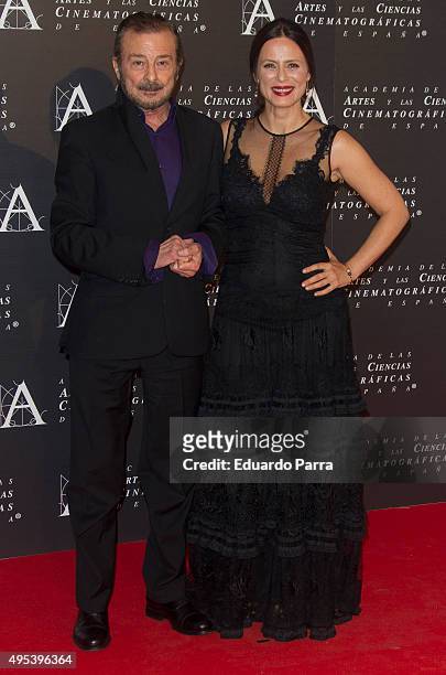 Actor Juan Diego and Aitana Sanchez Gijon attend the Golden Medal 2015 ceremony at Academia de Cine on November 2, 2015 in Madrid, Spain.