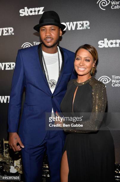 Professional basketball player Carmelo Anthony and La La Anthony attend the "Power" premiere on June 2, 2014 in New York City.