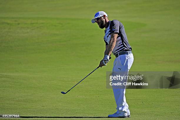 Graham DeLaet of Canada chips the ball during the second round of the Shriners Hospitals For Children Open on October 23, 2015 at TPC Summerlin in...