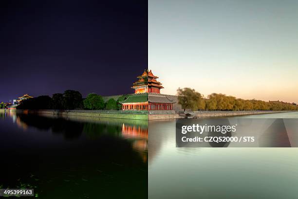 day and night of the forbidden city, beijing - forbidden city stock pictures, royalty-free photos & images