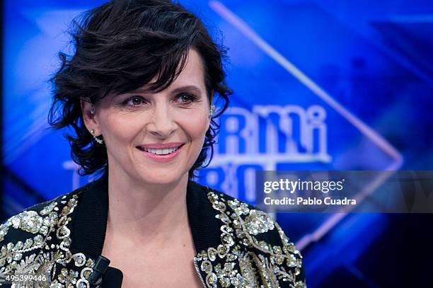 Actress Juliette Binoche attends 'El Hormiguero' Tv Show on November 2, 2015 in Madrid, Spain.