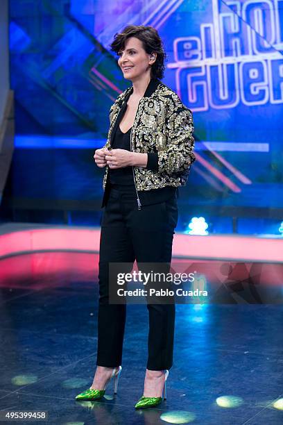 Actress Juliette Binoche attends 'El Hormiguero' Tv Show on November 2, 2015 in Madrid, Spain.