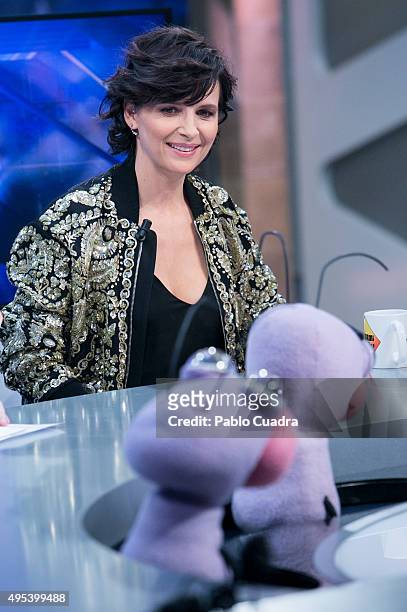 Actress Juliette Binoche attends 'El Hormiguero' Tv Show on November 2, 2015 in Madrid, Spain.