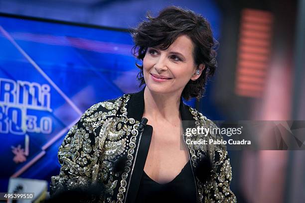 Actress Juliette Binoche attends 'El Hormiguero' Tv Show on November 2, 2015 in Madrid, Spain.