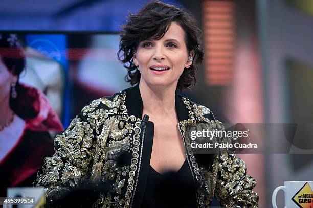 Actress Juliette Binoche attends 'El Hormiguero' Tv Show on November 2, 2015 in Madrid, Spain.