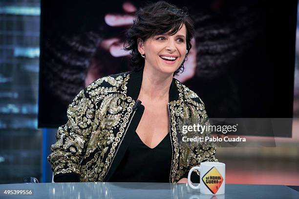 Actress Juliette Binoche attends 'El Hormiguero' Tv Show on November 2, 2015 in Madrid, Spain.