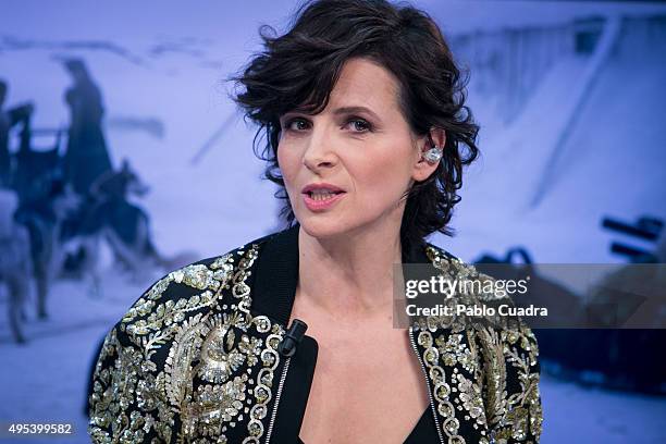 Actress Juliette Binoche attends 'El Hormiguero' Tv Show on November 2, 2015 in Madrid, Spain.