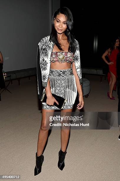 Model Chanel Iman attends the 12th annual CFDA/Vogue Fashion Fund Awards at Spring Studios on November 2, 2015 in New York City.