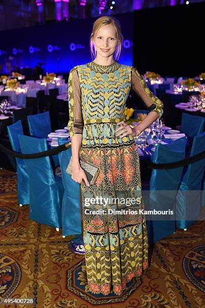 Model Katrin Thormann attends Elton John AIDS Foundation's 14th Annual An Enduring Vision Benefit at Cipriani Wall Street on November 2, 2015 in New...