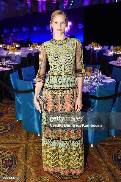 Model Katrin Thormann attends Elton John AIDS Foundation's 14th Annual An Enduring Vision Benefit at Cipriani Wall Street on November 2, 2015 in New...