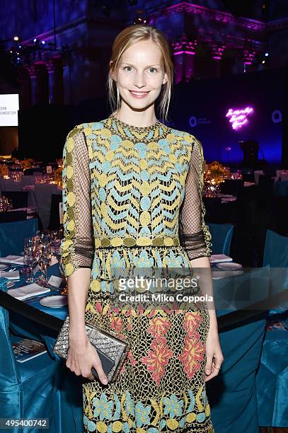 Model Katrin Thormann attends Elton John AIDS Foundation's 14th Annual An Enduring Vision Benefit at Cipriani Wall Street on November 2, 2015 in New...