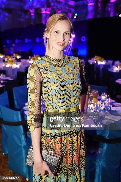 Model Katrin Thormann attends Elton John AIDS Foundation's 14th Annual An Enduring Vision Benefit at Cipriani Wall Street on November 2, 2015 in New...