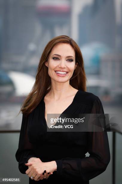 Actress Angelina Jolie attends "Maleficent" photocall at The Bund on June 3, 2014 in Shanghai, China.