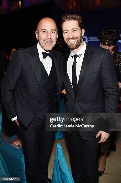 Journalist Matt Lauer and actor Matthew Morrison attend Elton John AIDS Foundation's 14th Annual An Enduring Vision Benefit at Cipriani Wall Street...