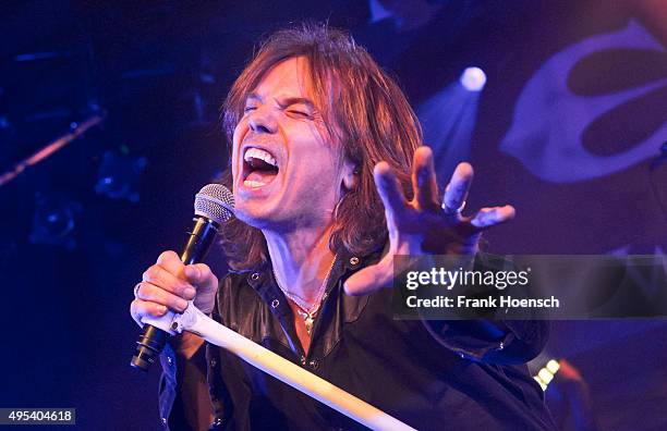 Singer Joey Tempest of the Swedish band Europe performs live during a concert at the Astra on November 2, 2015 in Berlin, Germany.