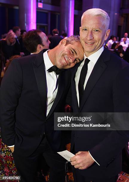 Television host Andy Cohen and journalist Anderson Cooper attend Elton John AIDS Foundation's 14th Annual An Enduring Vision Benefit at Cipriani Wall...