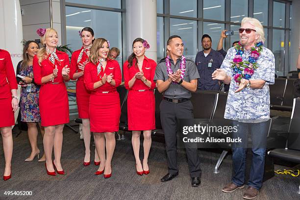 Virgin Group Founder, Sir Richard Branson attends Virgin America and Airbnb Hawaii Launch Party on November 2, 2015 in San Francisco, California.