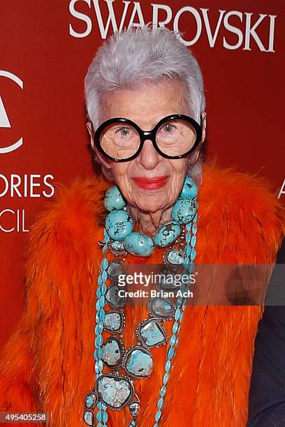 Iris Apfel Interior Designer and Fashion Icon attends 19th Annual Accessories Council ACE Awards on November 2, 2015 in New York City.