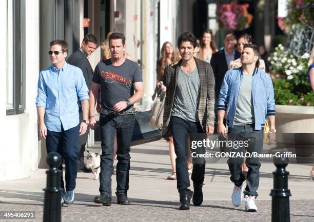 Kevin Connolly, Kevin Dillion, Adrian Grenier and Jerry Ferrara are seen filming 'Entourage' on June 02, 2014 in Los Angeles, California.