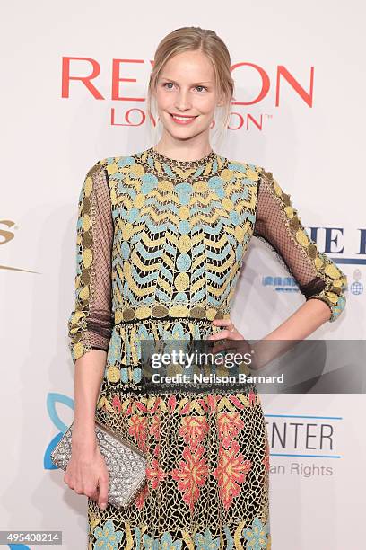 Model Katrin Thormann attends Elton John AIDS Foundation's 14th Annual An Enduring Vision Benefit at Cipriani Wall Street on November 2, 2015 in New...