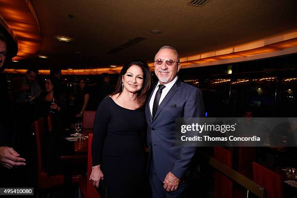 Gloria and Emilio Estefan attend "On Your Feet" Broadway musical fan meet and greet at The New York Marriott Marquis on November 2, 2015 in New York...