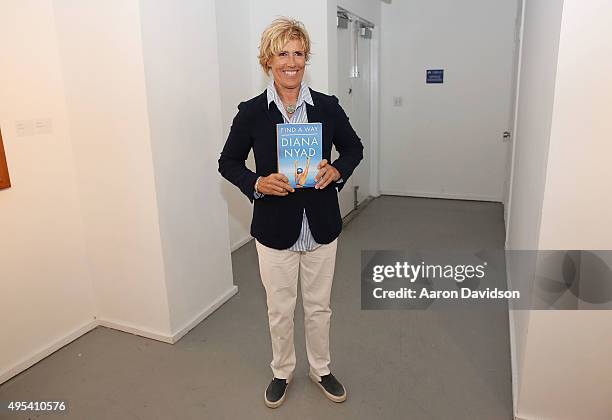 Diana Nyad signs copies of her book "Find A Way" at Miami Dade College on November 2, 2015 in Miami, Florida.