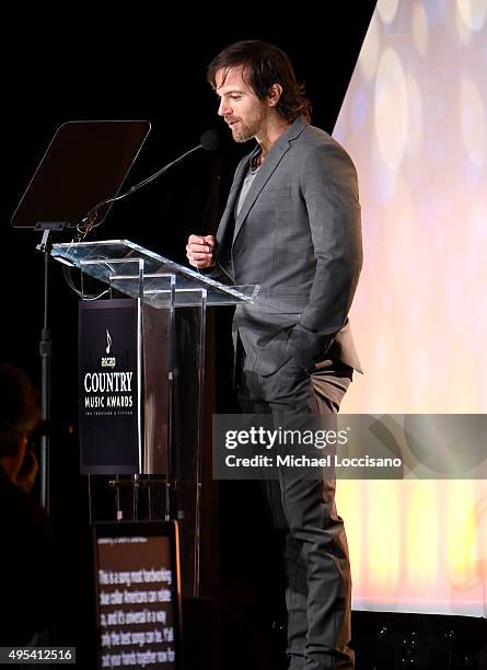 Singer-songwriter Kip Moore speaks onstage during the 53rd annual ASCAP Country Music awards at the Omni Hotel on November 2, 2015 in Nashville,...