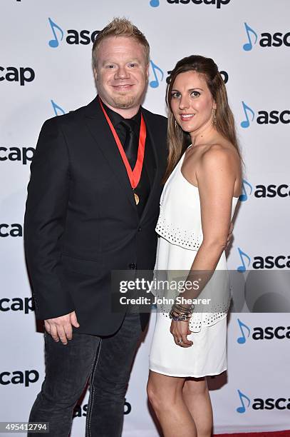 Songwriter Justin Weaver and Heather Weaver attend the 53rd annual ASCAP Country Music awards at the Omni Hotel on November 2, 2015 in Nashville,...