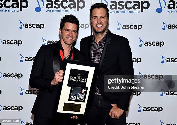 Songwriter Michael Carter and Luke Bryan attend the 53rd annual ASCAP Country Music awards at the Omni Hotel on November 2, 2015 in Nashville,...