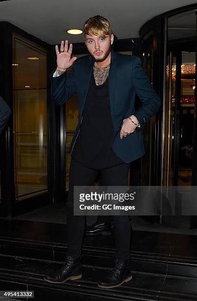 James Arthur leaves Grosvenor Hotel after the Music Industry Trusts Awards on November 2, 2015 in London, England.