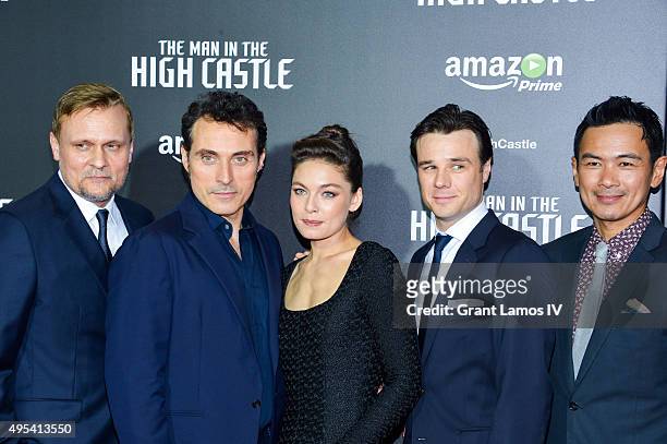 Carsten Norgaard, Rufus Sewell, Alexa Davalos, Rupert Evans, and Joel de la Fuente attend the episode screening and premiere for the Amazon Originals...