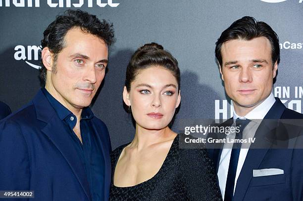 Rufus Sewell, Alexa Davalos and Rupert Evans attend the episode screening and premiere for the Amazon Originals Series 'The Man In The High Castle'...