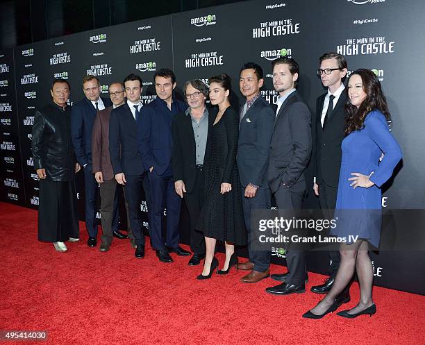 Cast members attend the episode screening and premiere for the Amazon Originals Series 'The Man In The High Castle' at Alice Tully Hall on November...