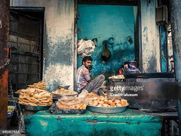 street food stall in bikaner rajasthan india - street food stock pictures, royalty-free photos & images