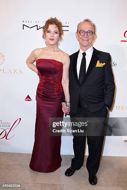 Actress Bernadette Peters and Joel Grey attends The Drama League's Centennial Celebration Honoring Bernadette Peters at The Plaza Hotel on November...