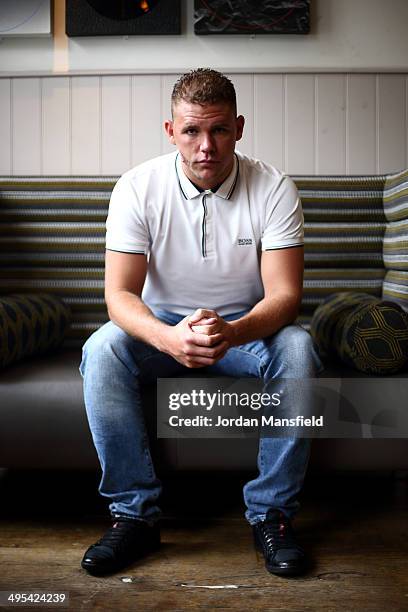 Billy Joe Saunders poses for a photo after the press conference to discuss two separate upcoming fights featuring Billy Joe Saunders and Chris Eubank...